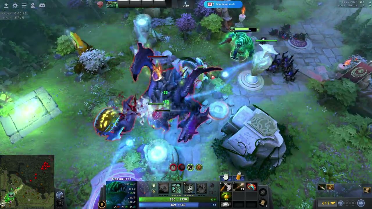 Dota 2 Horde Mode v2.33: Tidehunter, Solo win, Ultra 3p - Destroying the base before Wraith King