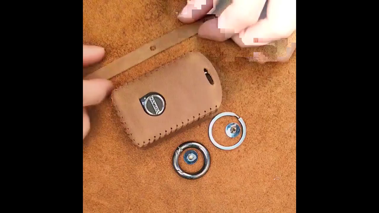 KeyProtek Premium Leather Protective Smart Key Fob Cover Case w/ Keychain For Volvo (2017 and newer)