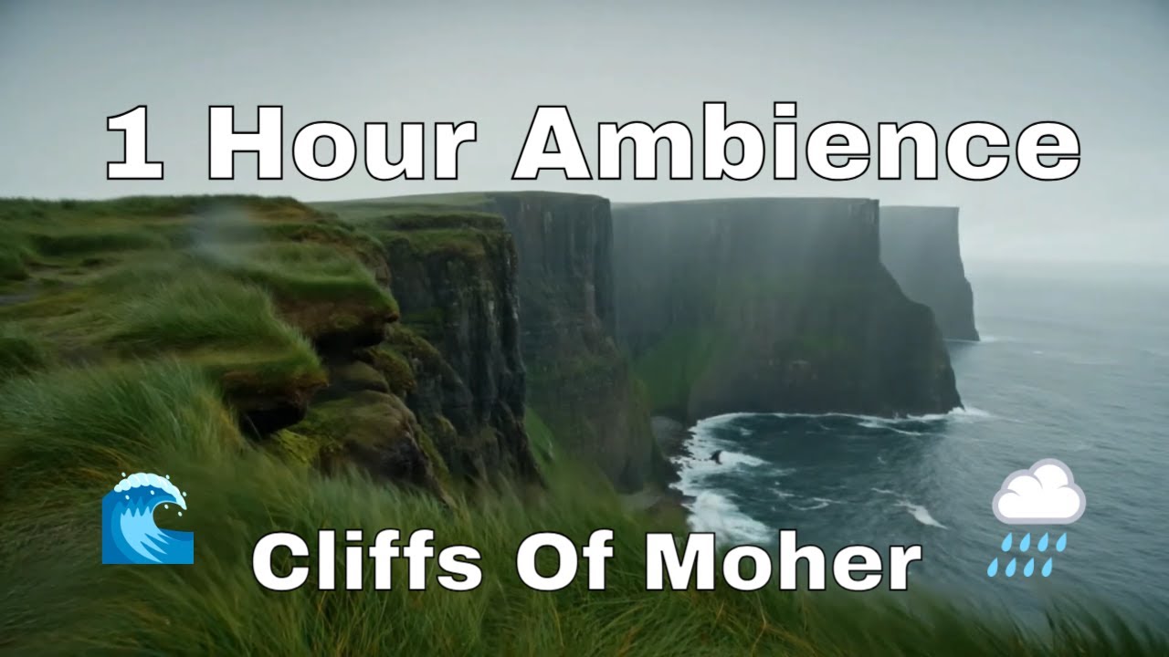 Cliffs of Moher in the Rain | Irish Ambience for Sleep, Study & Calm [1 Hour]