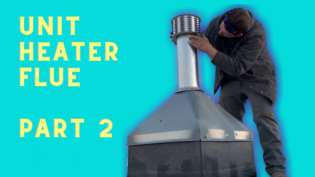 GAS UNIT HEATER FLUE // PART 2, Field Work,  Installing Curb in Rubber Roof, Installing Flue Pipe