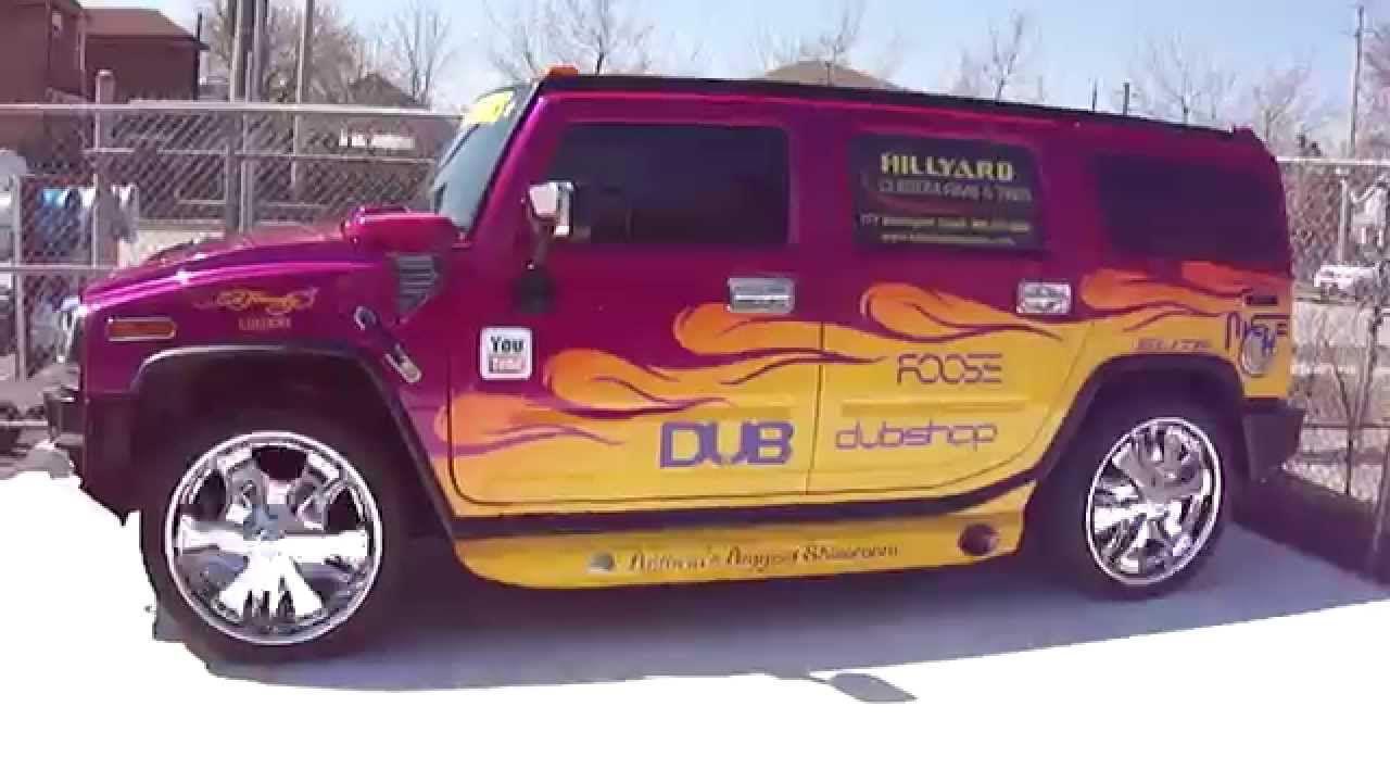 HILLYARD CUSTOM RIM&TIRE WORLDS MOST EXPENSIVE HUMMER H2 SPINNER RIMS