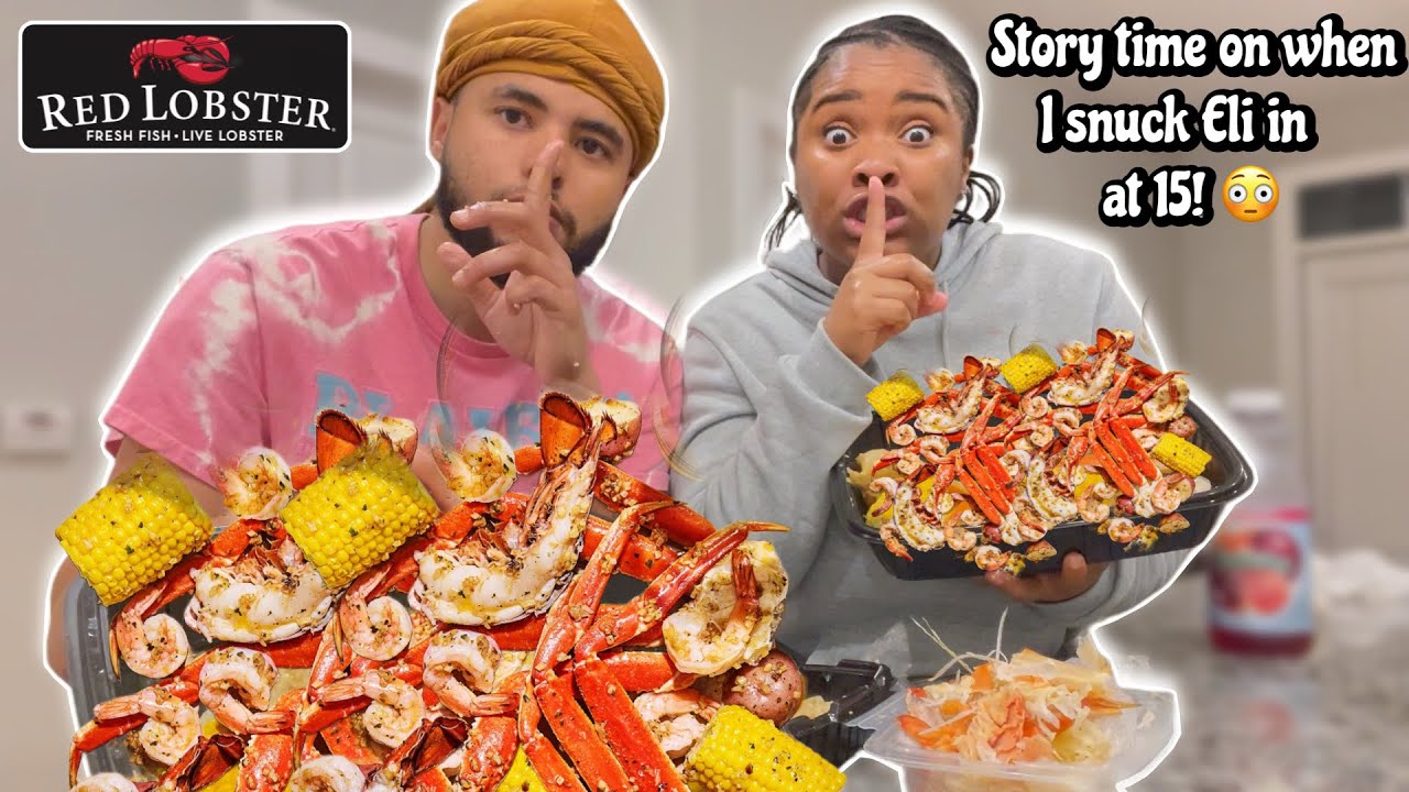 RED LOBSTER🦞 NEW SEAFOOD BOIL MUKBANG! + I SNUCK MY BOYFRIEND IN AT 15 JUICY STORYTIME😱