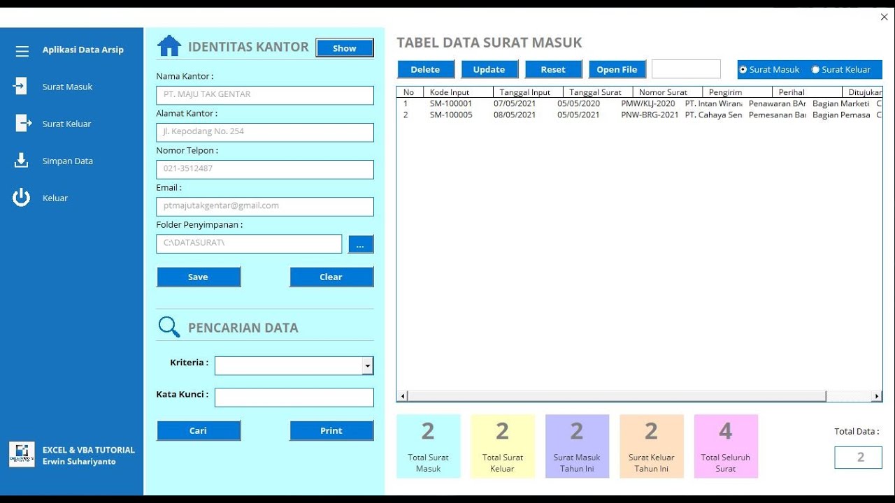 FULL TUTORIAL APLIKASI ARSIP SURAT PDF - EXCEL VBA