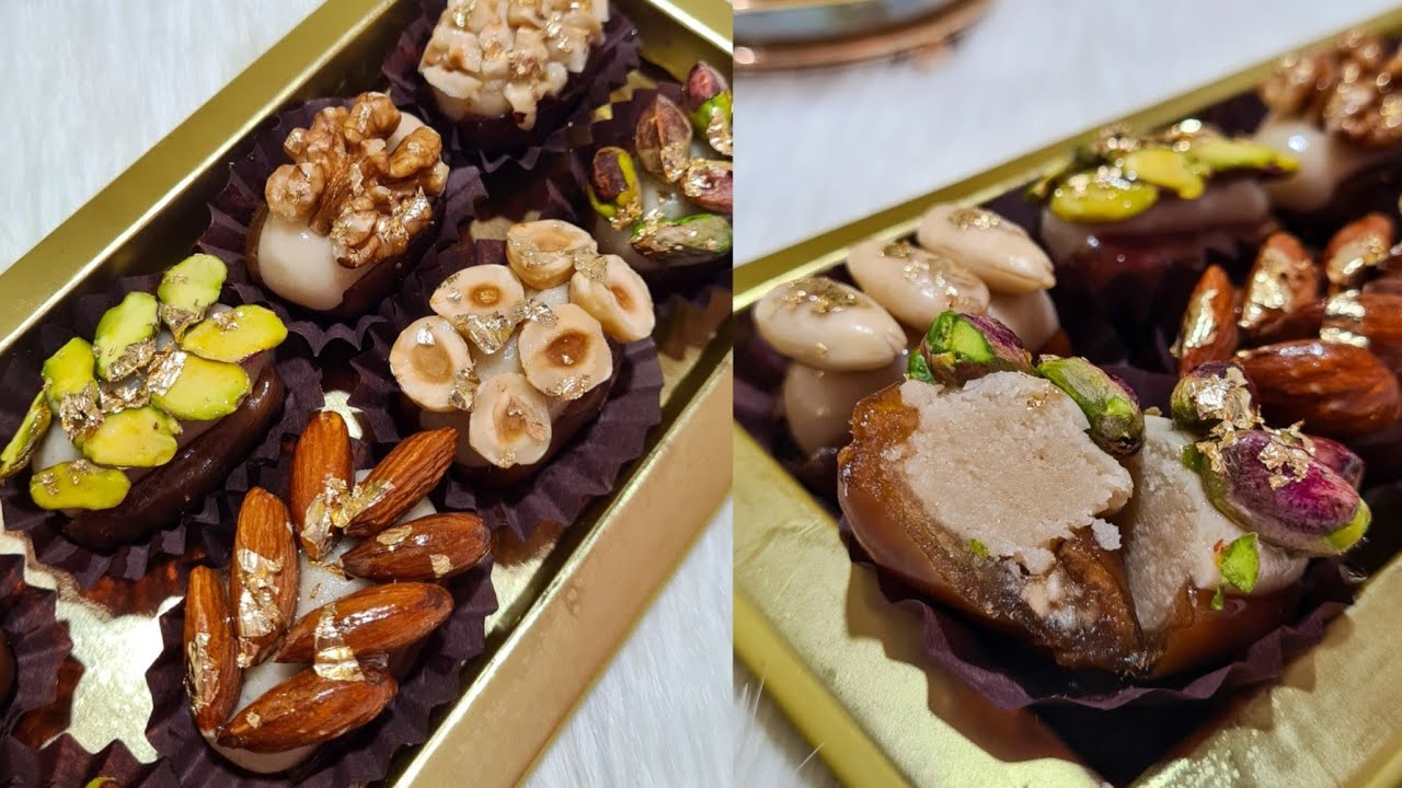 تمر محشي لمناسباتكم بتزيين راقي و سر اللمعة لي من فوق بطريقة سهلة وبكامل التفاصيل 🇩🇿