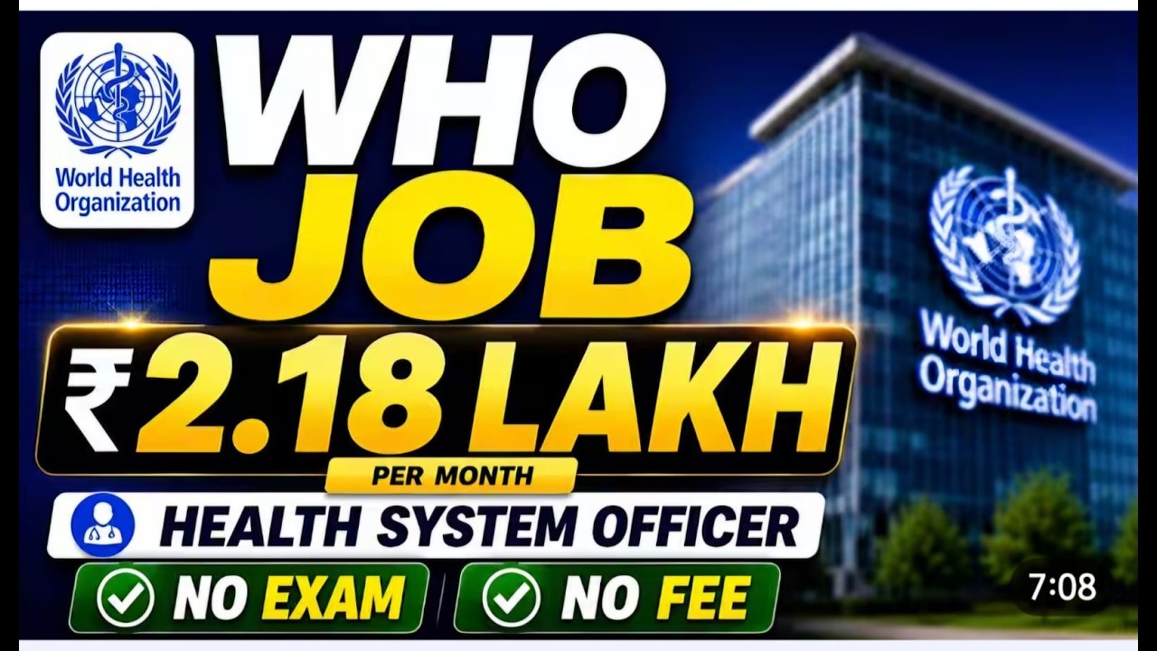 WHO Recruitment 2026 🔥 Health System Officer | ₹2.18 Lakh/Month | No Exam | Apply Now!