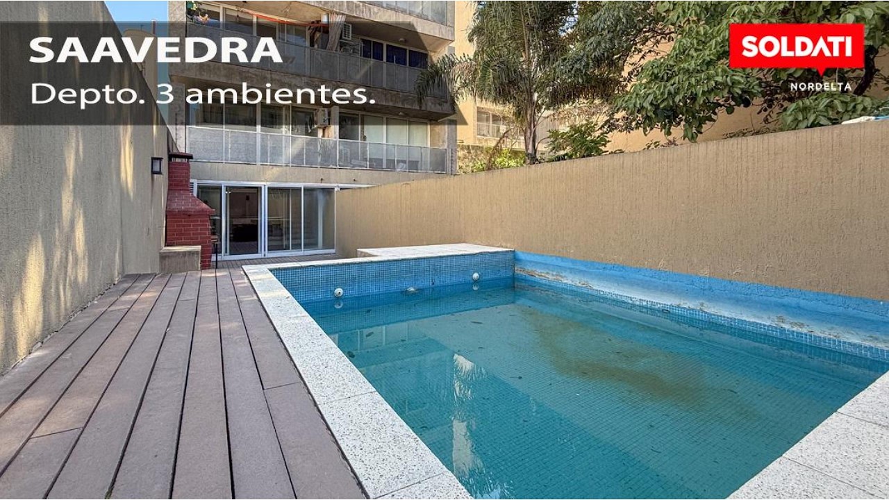 SAAVEDRA. DPTO. 3 AMBS CON PISCINA Y PARRILLA.