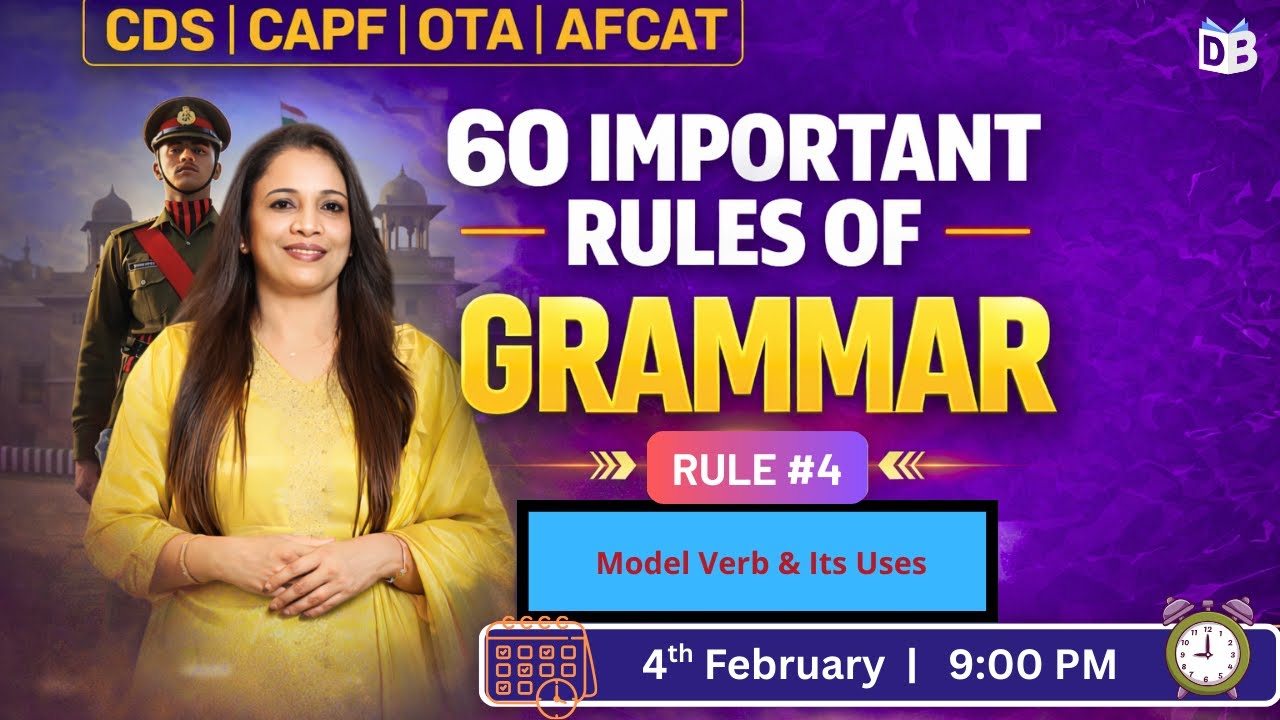 60 Grammar Rules |  Model Verb & Its Uses | Day-4 | CDS | OTA | AFCAT | CAPF | Rani Maam