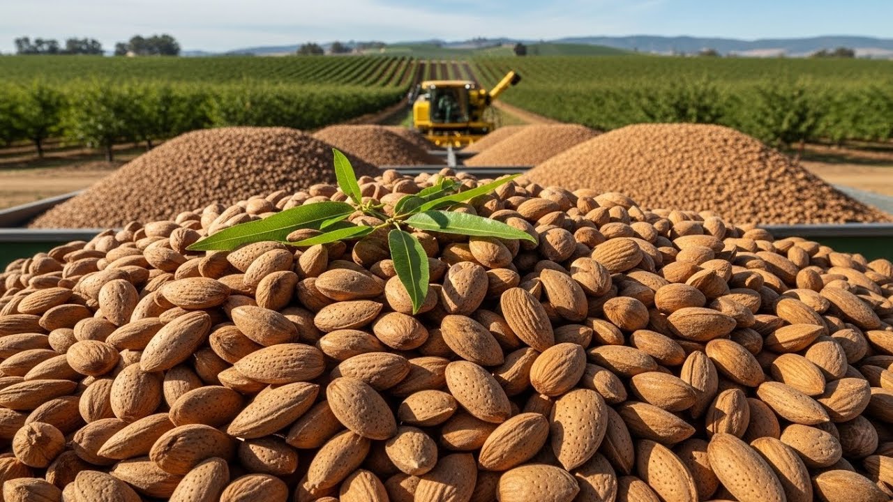 How U.S. Farmers Harvest and Process 1.2 Billion Pounds of Almonds | Farming Documentary