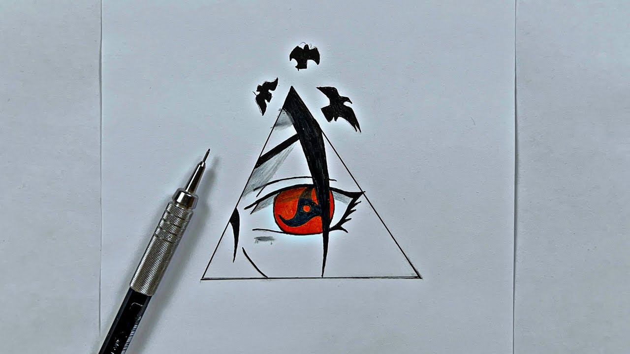 رسم سهل | تعلم رسم عين ايتاتشي اوتشيها خطوة بخطوة