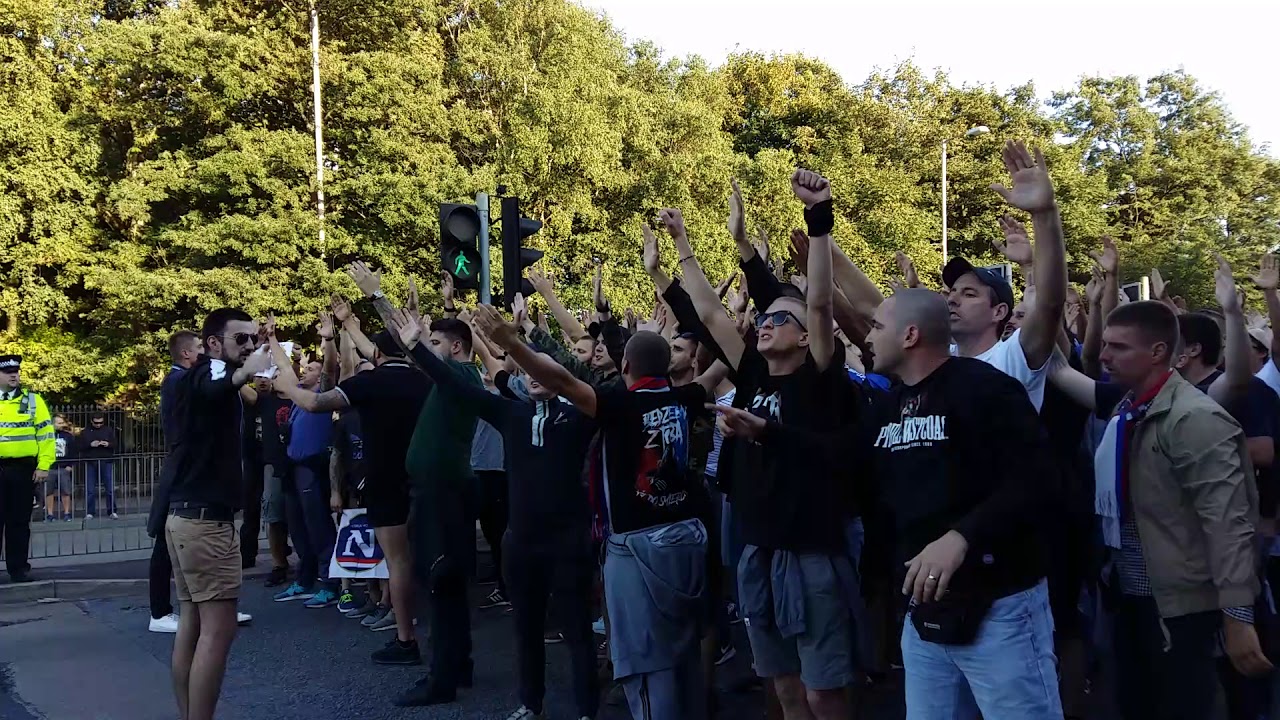 Torcida Split Hajduk fans in 😍 Liverpool 17th August 2017 (Everton v HAJDUK SPLIT) -