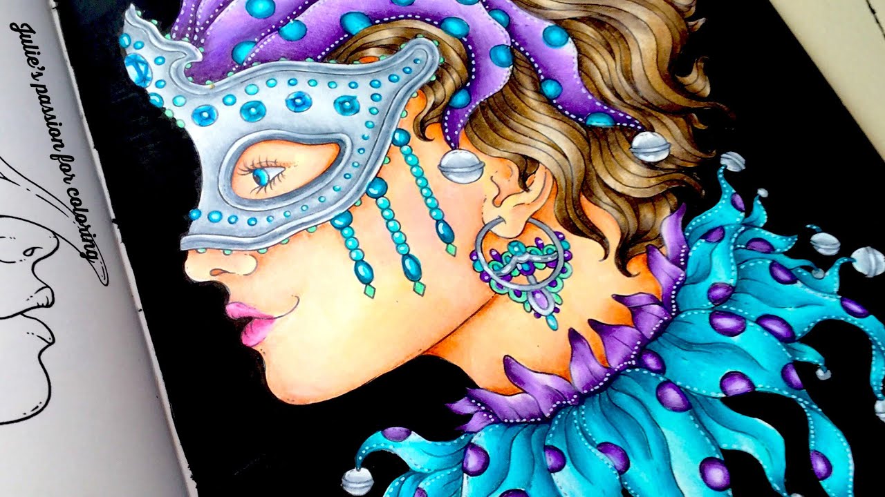 MIDNIGHT MASQUERADE by Hanna Karlzon - prismacolor pencils - color along