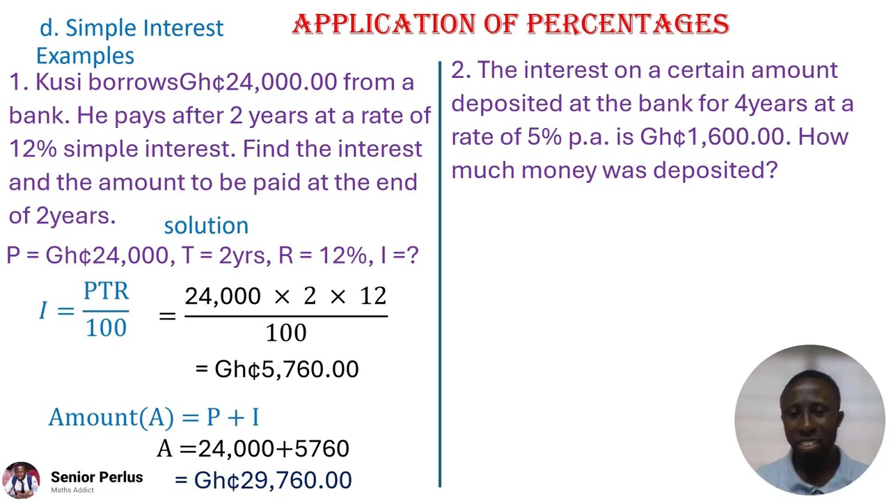Simple and Compound Interest ||Percentages~ Prt 4||