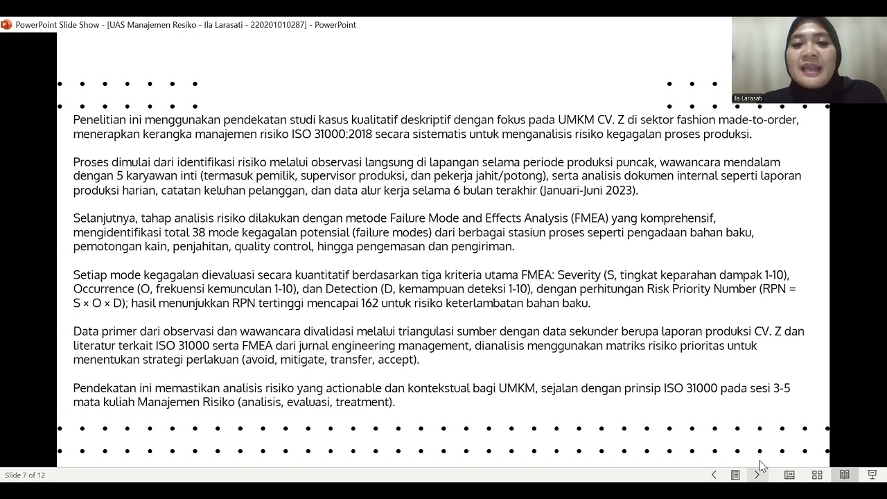 UAS Managemen Resiko   Ila Larasati   220201010287