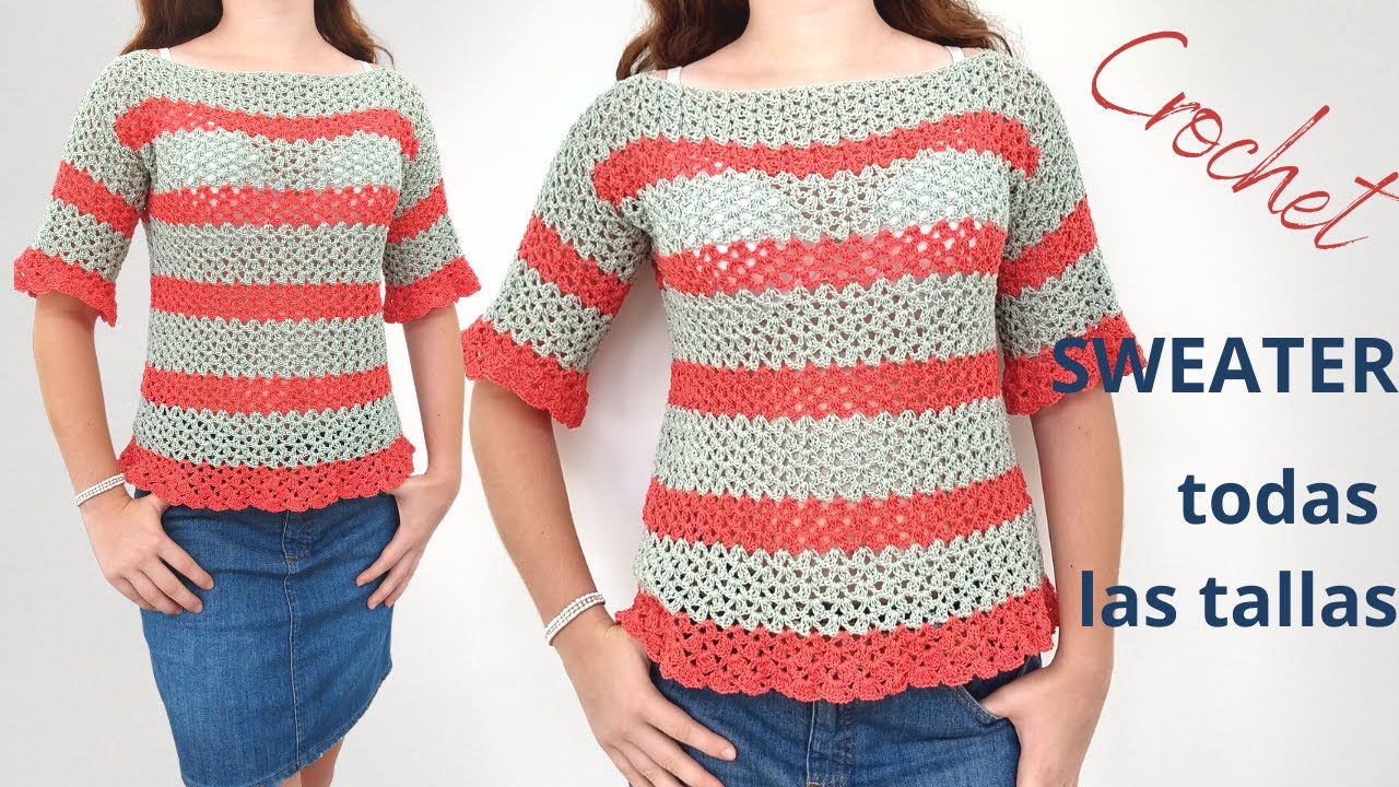 Cómo tejer Sweater o jersey a crochet en todas las tallas