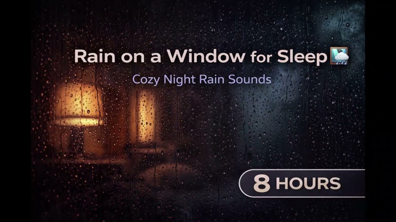 Rain on a Window for Sleep 🪟🌧️ | Cozy Night Rain Sounds (8 Hours)