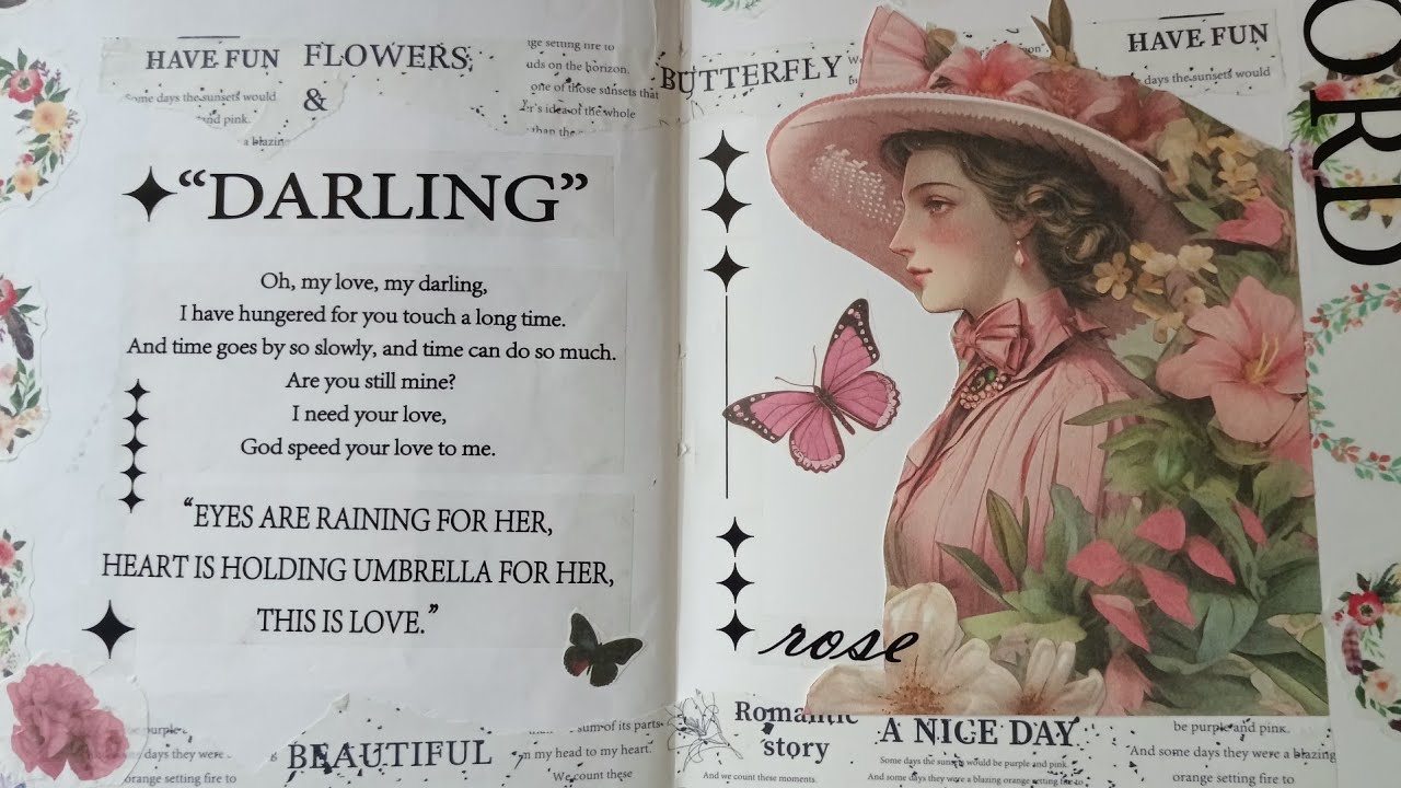 [ASMR] Vintage Floral Poetry | Journal with me | collage🦋