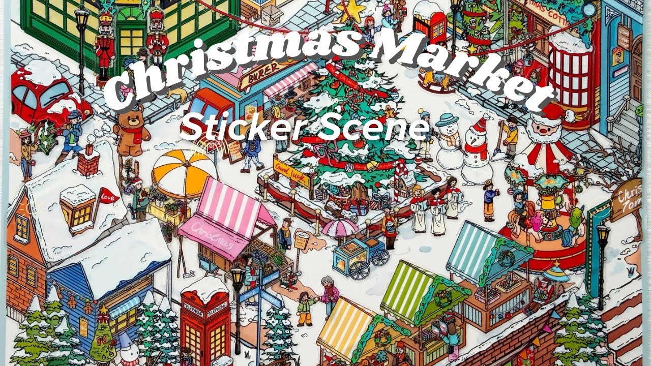 ASMR | CHRISTMAS MARKET | 3D STICKER SCENE DIY | RELAXING MINIATURE STICKERS
