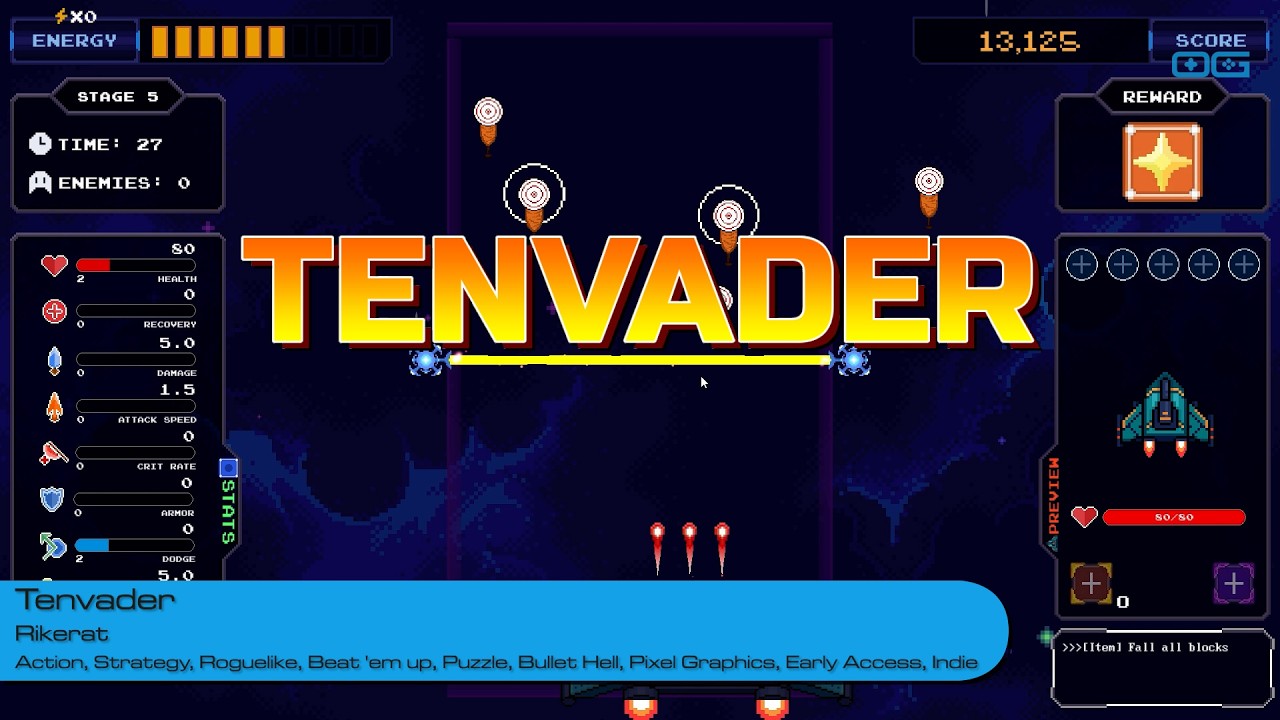 Tenvader: What If You Had to Build Your Spaceship Out of Tetris Blocks While Fighting? (Gameplay)