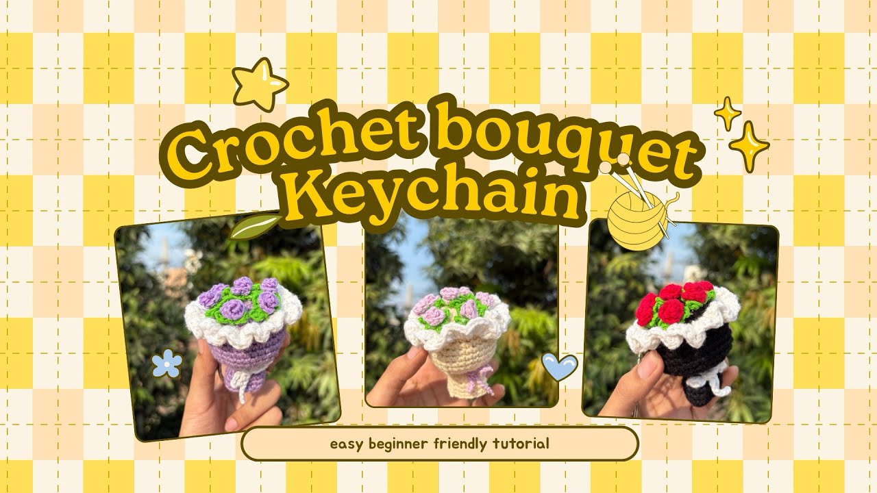 Crochet Bouquet Keychain Tutorial 🌸 | Easy & Aesthetic Handmade Gift Idea|Step-by-Step for Beginners