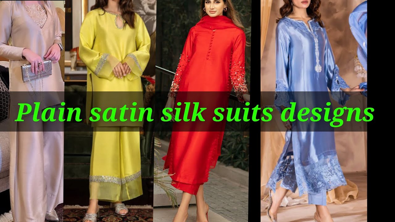 Latest plain satin silk dresses suits designs trending party wear dresses 2026 special suits 