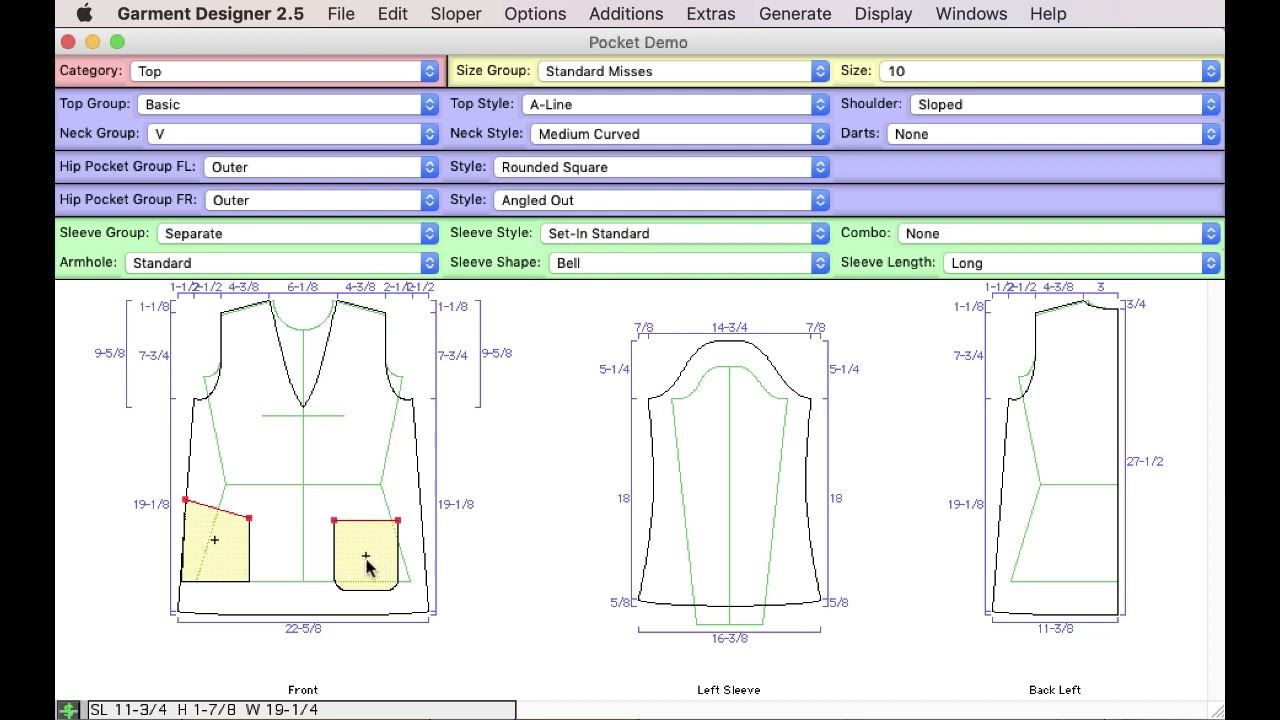 Using Pockets in Garment Designer Pattern Software