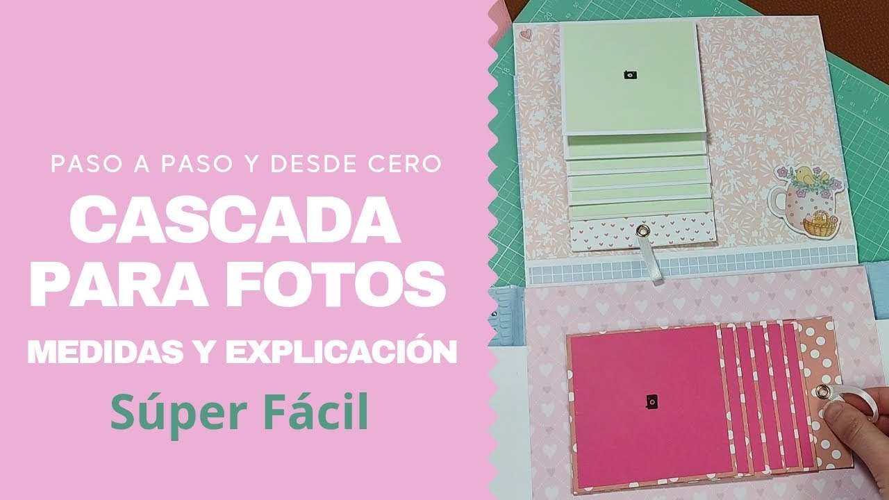 Cascada para fotos, super fácil, vídeo paso a paso con medidas incluídas #scrapbooking 