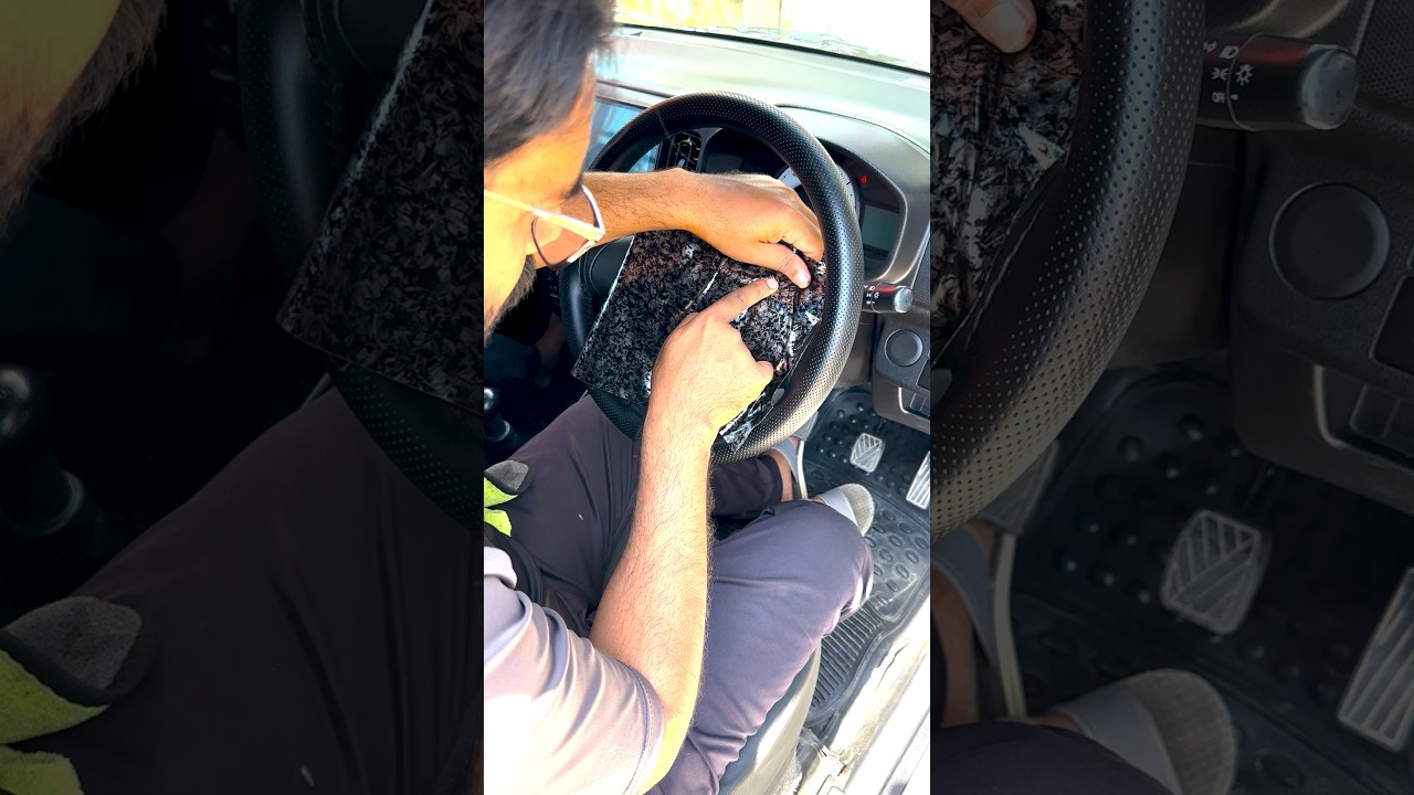 Suzuki Alto Steering Wheel Modification with Black Forged Wrap #wrap #anjumart #shorts