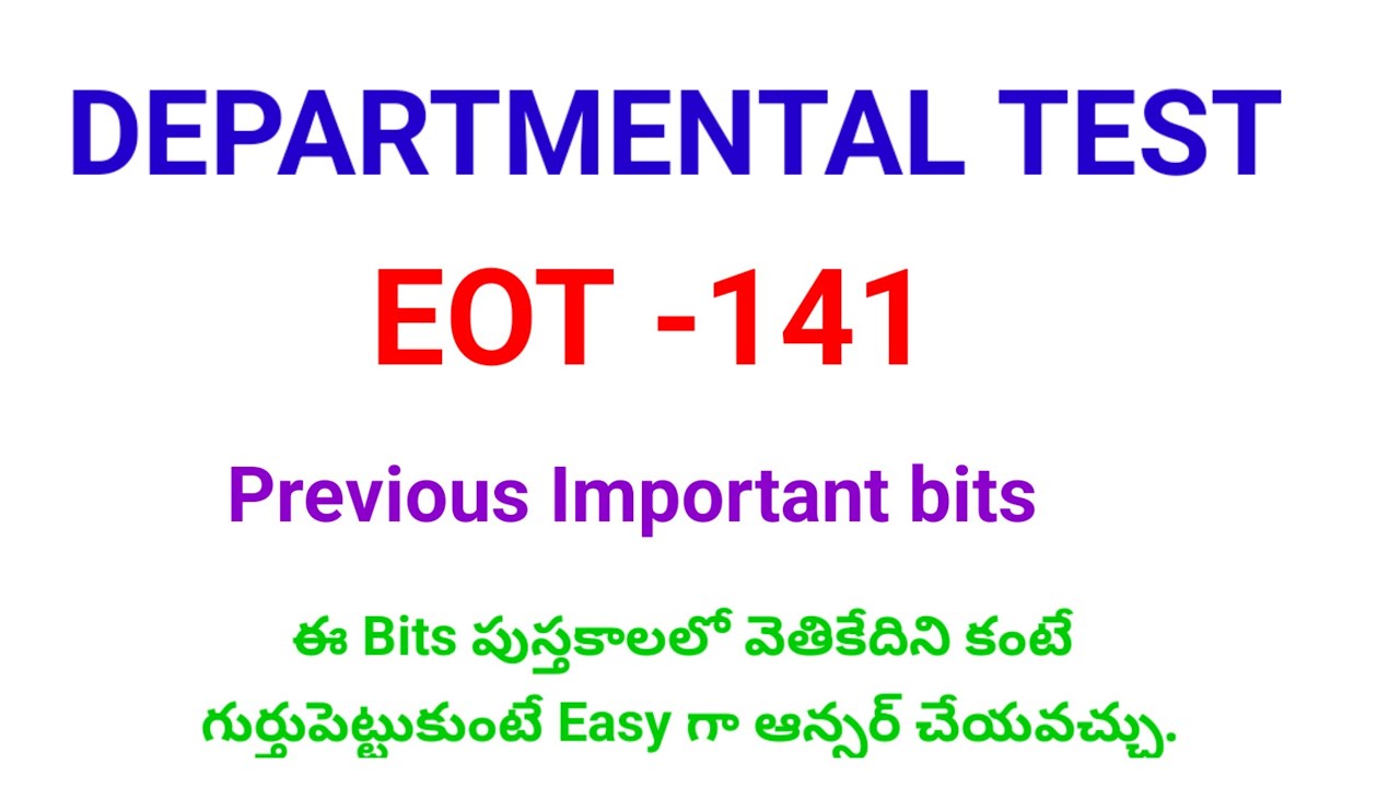 PART 1#How to pass EOT141#Eot 141#departamental #test# previous all important bits #trendingvideo