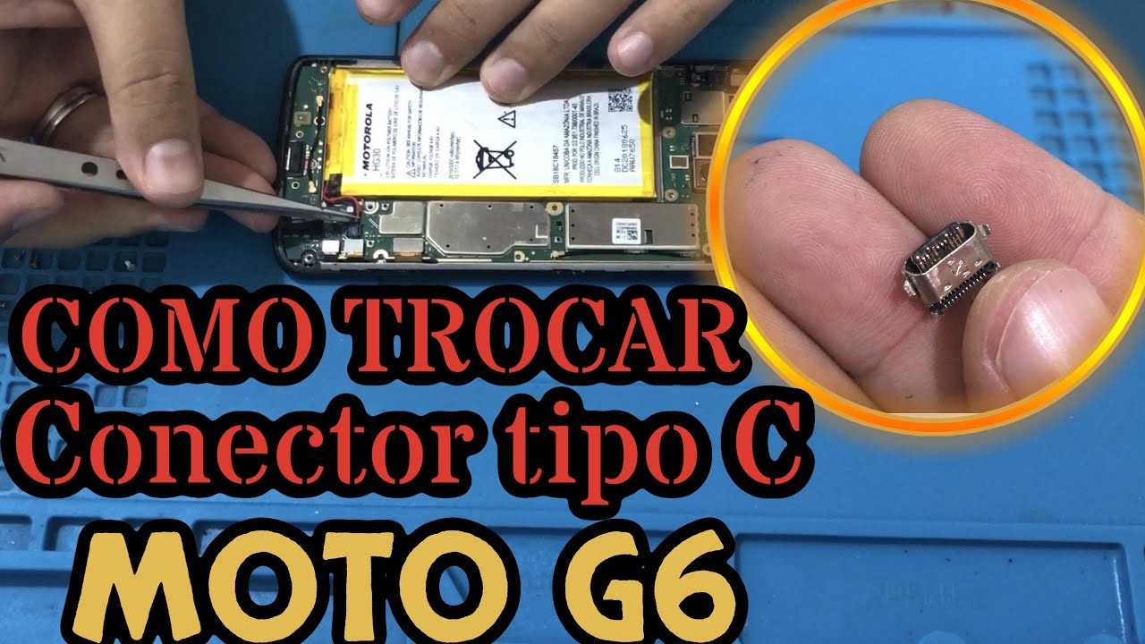 Moto G6 Não carrega - Conector de carga quebrado / troca do conector de carga tipo C (passo a passo)