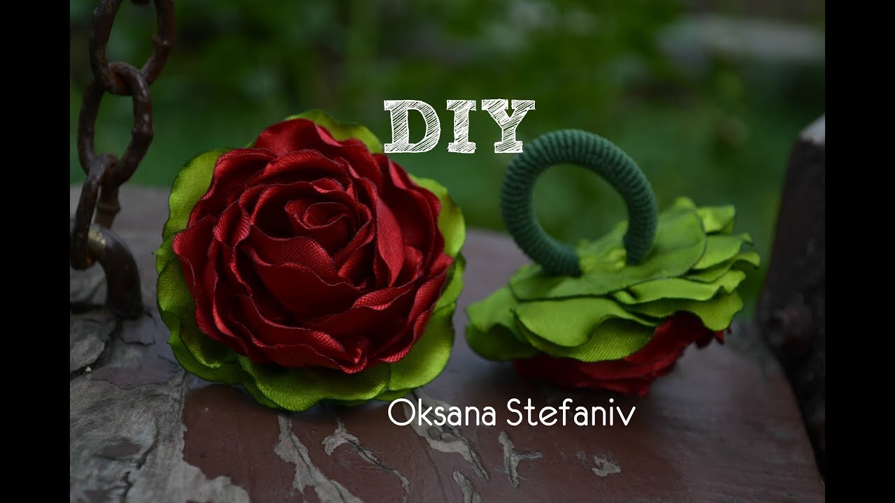 Роза из атласной ленты / D.I.Y. Rose of Satin ribbon . Маленькі троянди зі стрічки 5 см .