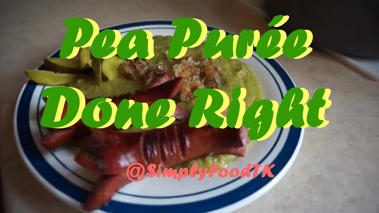 Creamy Split Pea Purée with Pan-Fried Kielbasa & Browned Onions #simplyfoodtk