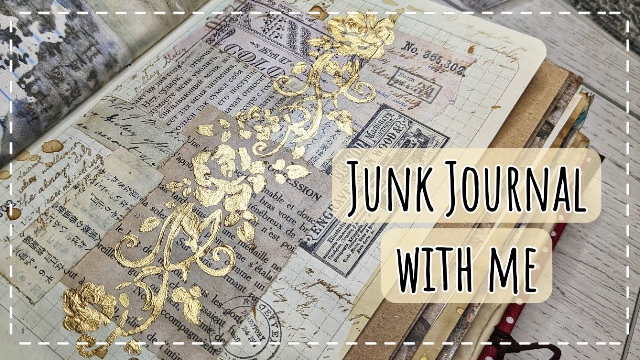 Gold Leaf Stenciling | Junk Journal with me #1
