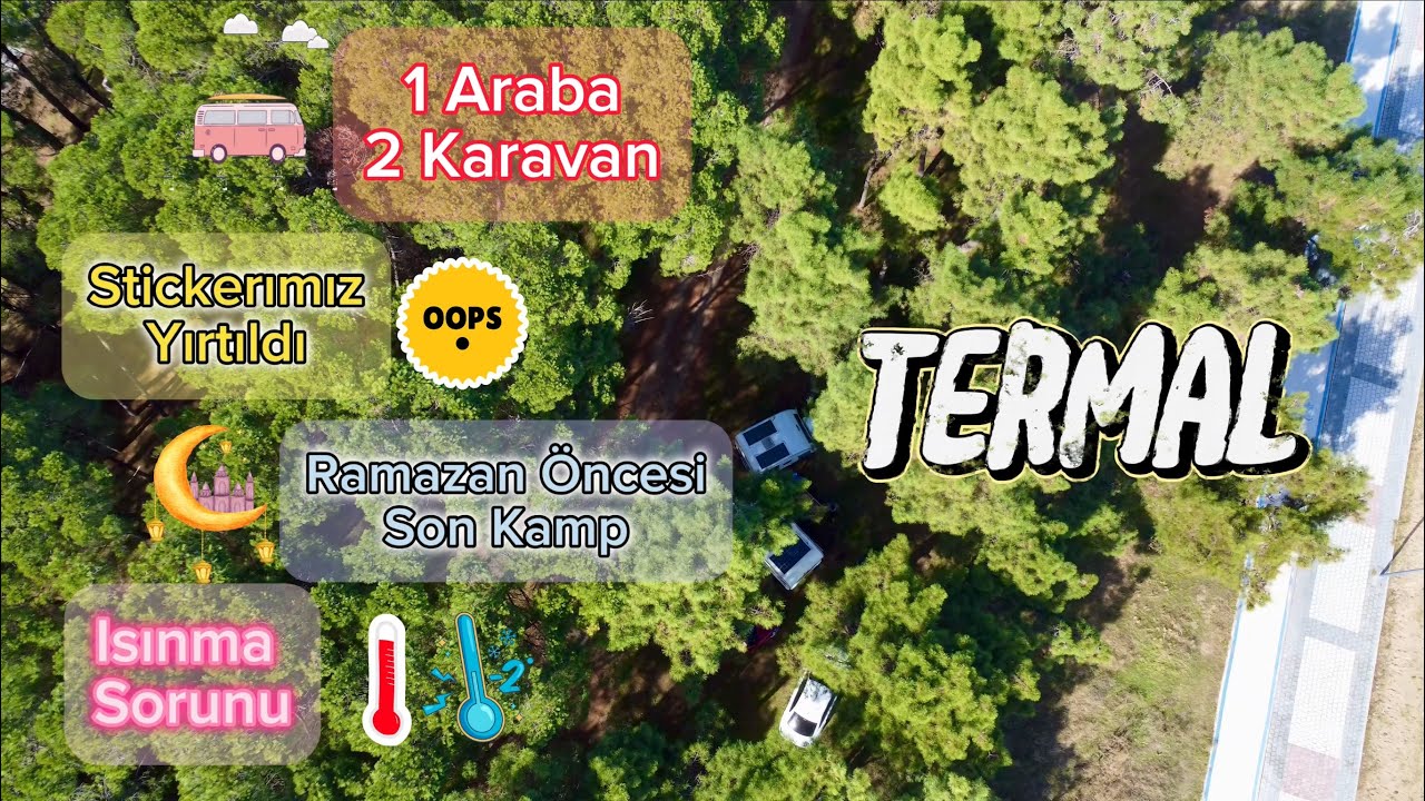 Yağmurlu Termal Karavan Kampı / 1 Araba ile 2 Karavan / Tüp ile Isınmayı Denedik ! [4K]