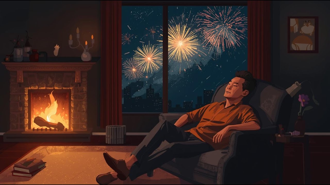New Year Day Cozy Relaxing Fireworks Music to Unwind 