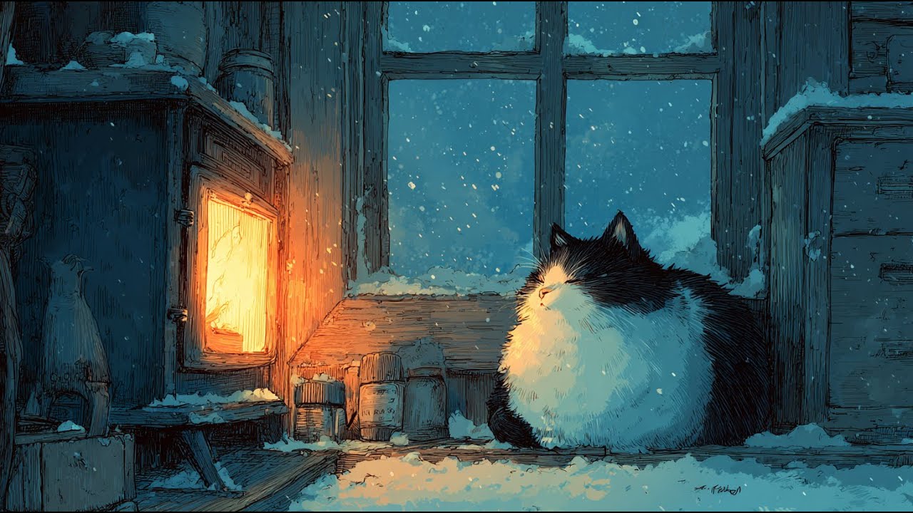 Relax & Unwind ❄️ Cozy Winter Cabin Lo-Fi | Snowy Night Fireplace