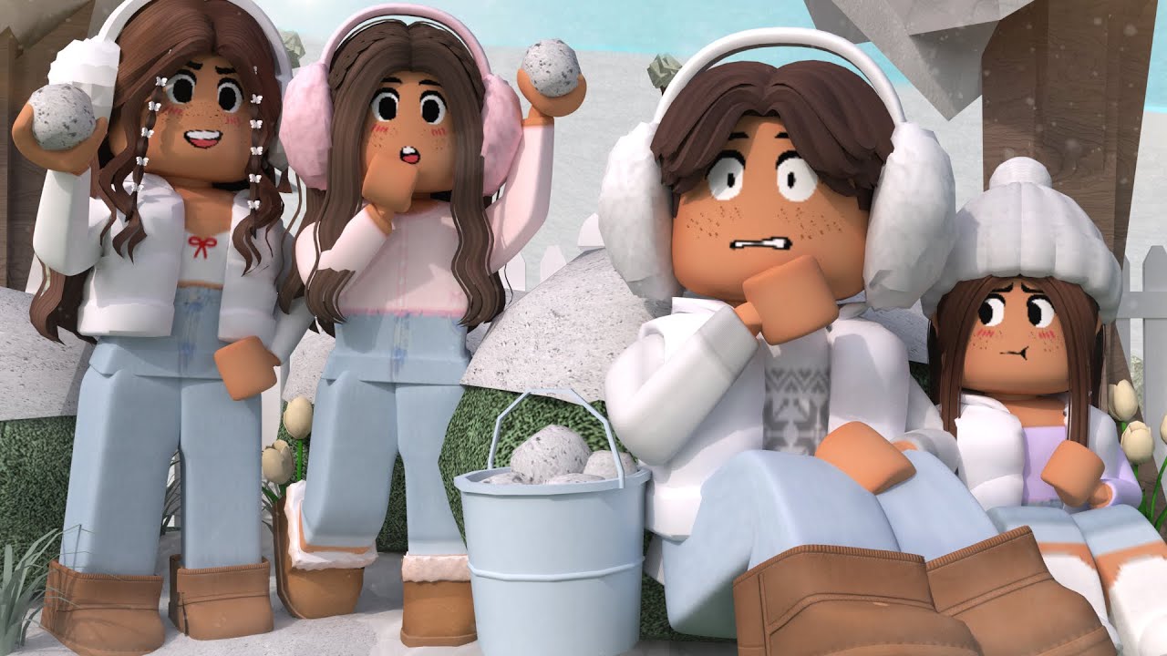Our WINTER MORNING ROUTINE! *SNOWBALL FIGHT* | Roblox Bloxburg Bilingual Roleplay