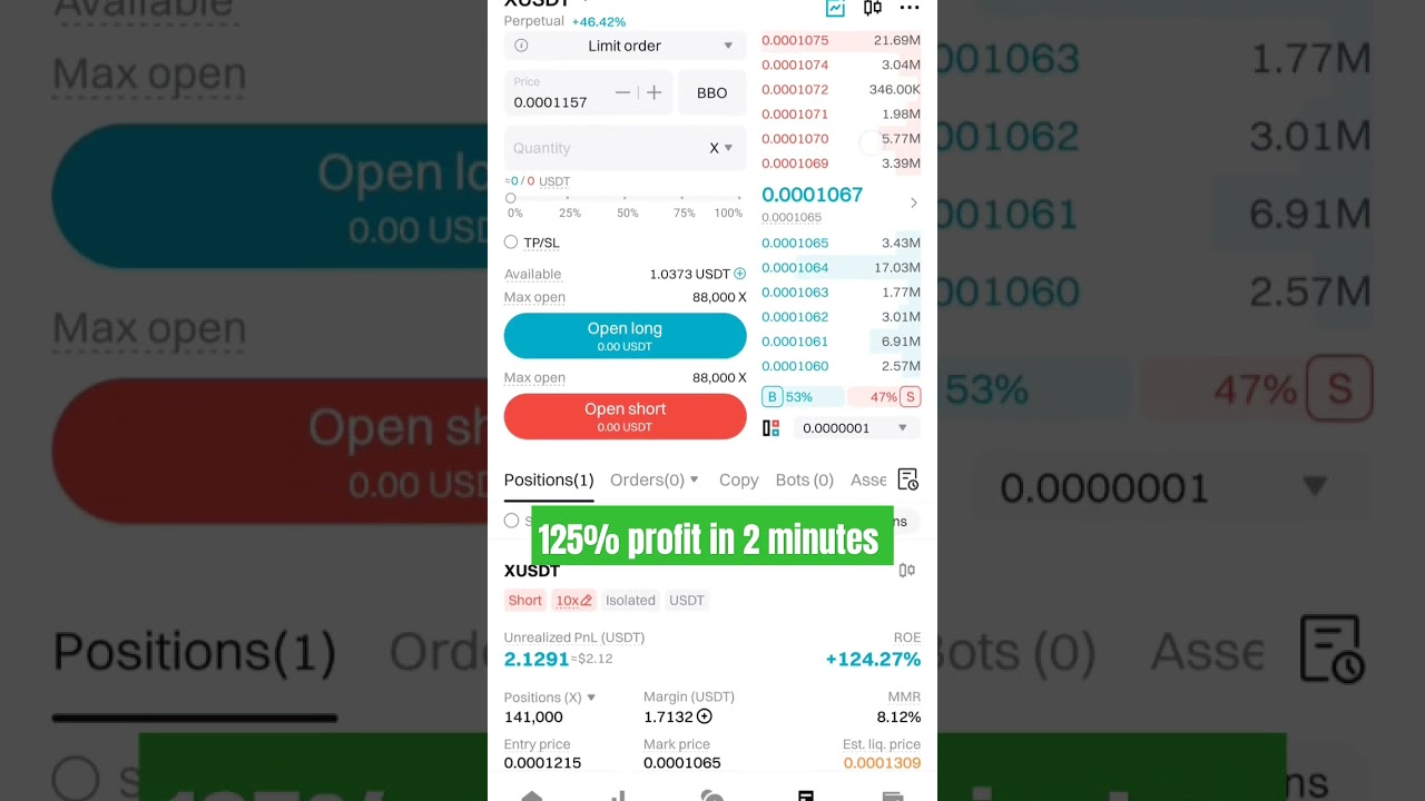 125% Profit in 2 minutes bitget x future trading #trading #bitget #crypto