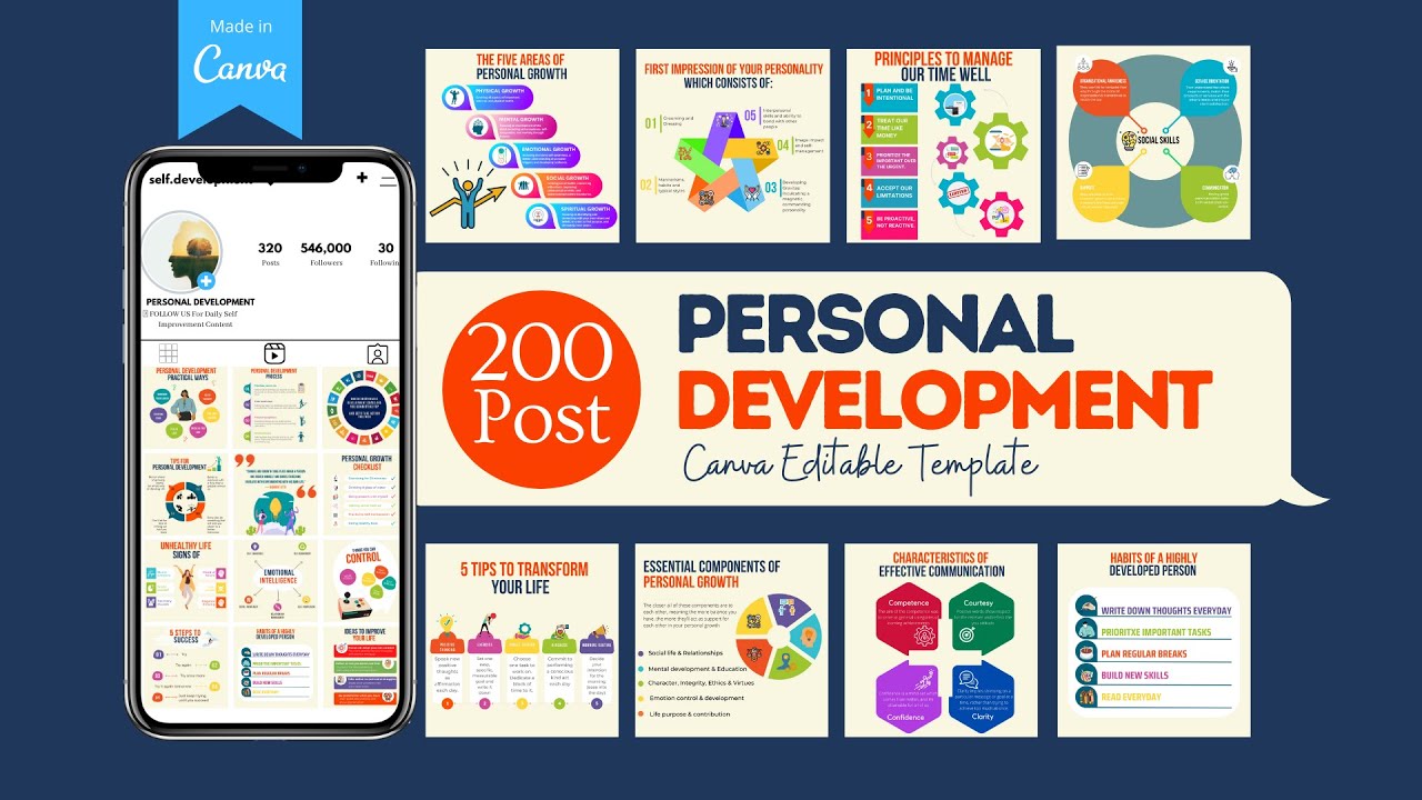 Personal Development Infographics - Canva Editable Templates