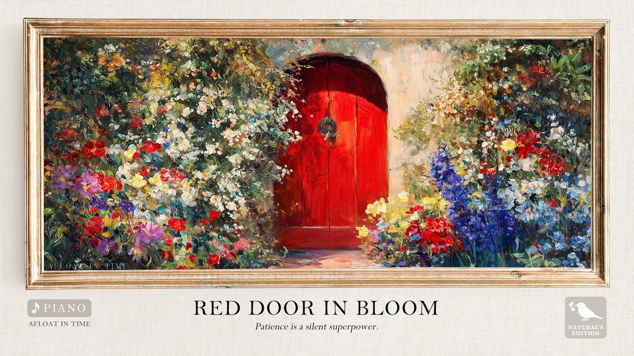 🌺 Red Door in Bloom | Peaceful Piano Music with Birdsong for Relaxation, Focus & Mindful Mornings