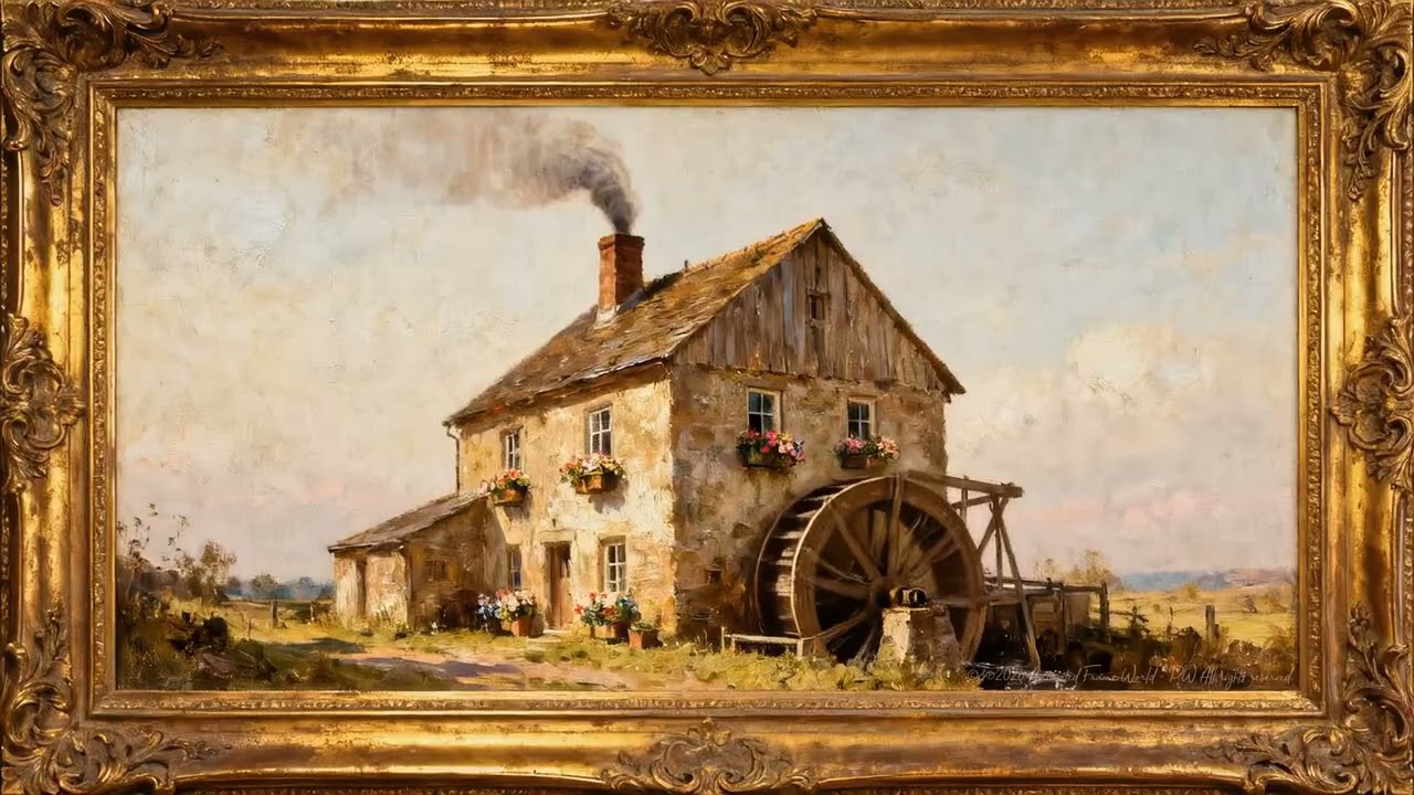 Watermill Painting Animation 3 Hours of Relaxing Village Scenery for TV 2026 No Music