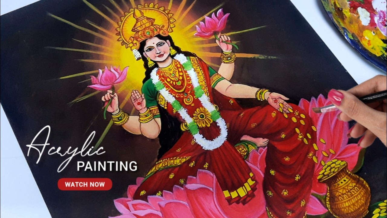 Devi Lakshmi Acrylic Painting  | Acrylic on Paper | @artncraftbysiddhi