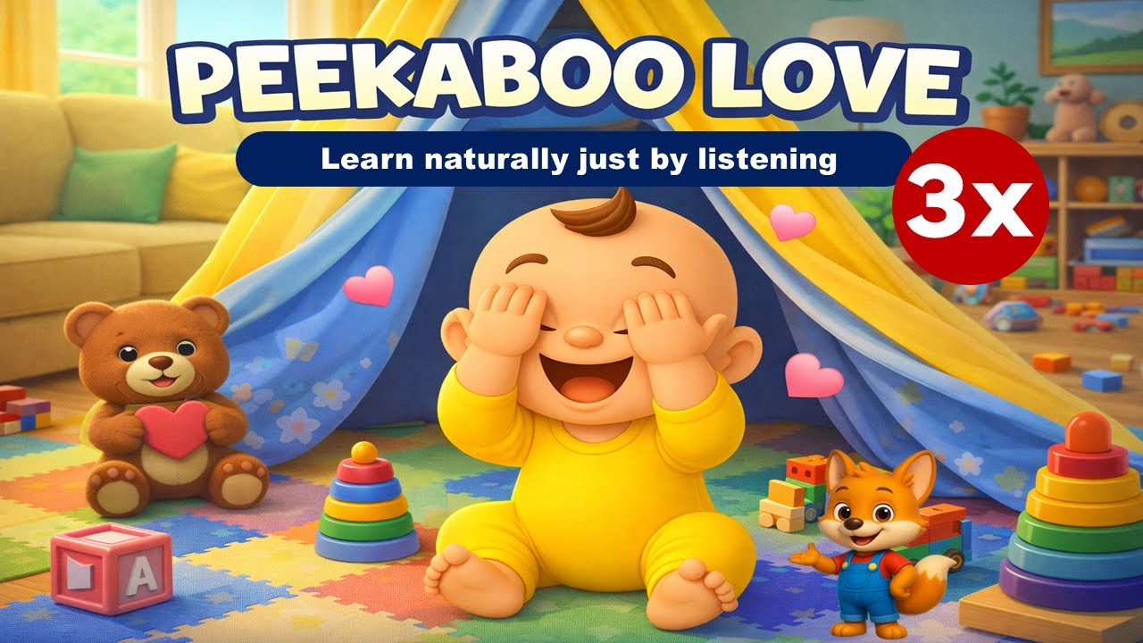 ♥️🎵 Peekaboo Love | Learn naturally just by listening | 3X Repeat | BabyHop