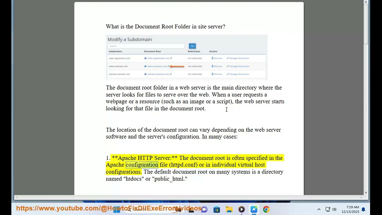 What is the Document Root Folder in site server?