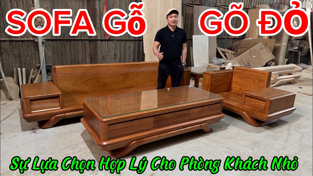 Sofa Gỗ Dành Cho Phòng Khách Nhỏ / Sofa Gỗ Gõ Đỏ.
