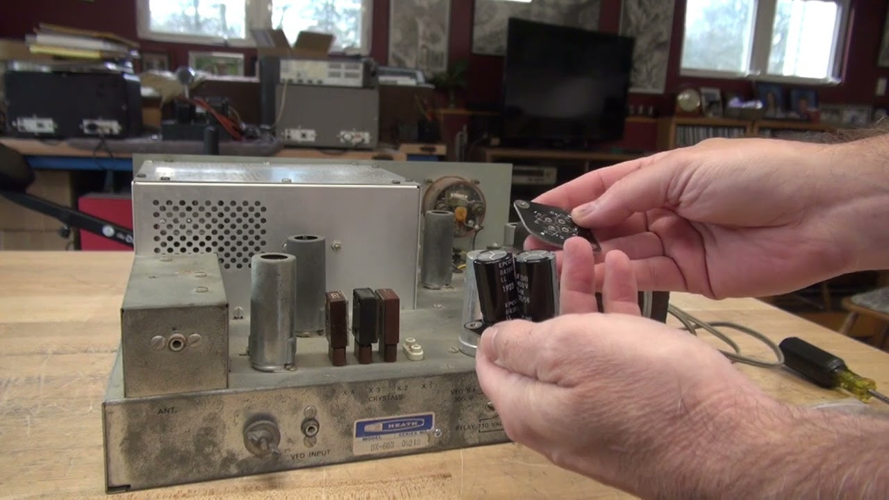 Inexpensive solution replacing filter capacitors Heathkit DX-60 Ham tube transmitter Universal kit