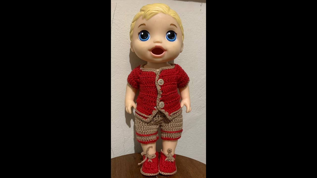 Roupinha para baby alive menino em crochê(bermuda)