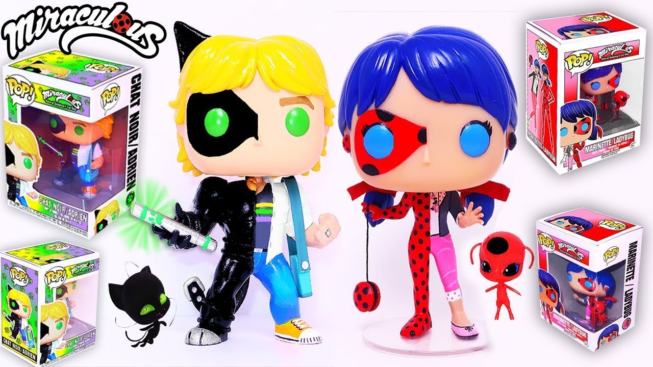 🐞🐾DIY: Crea tus propias Funko Pops de Marinette/Ladybug y Adrien/Chat Noir (Cajas y Figuras) 🌸