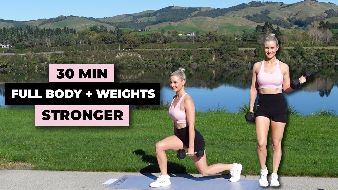 30 Min Full Body + Weights - STRONGER! Challenging, easy to follow, no talking home workout!