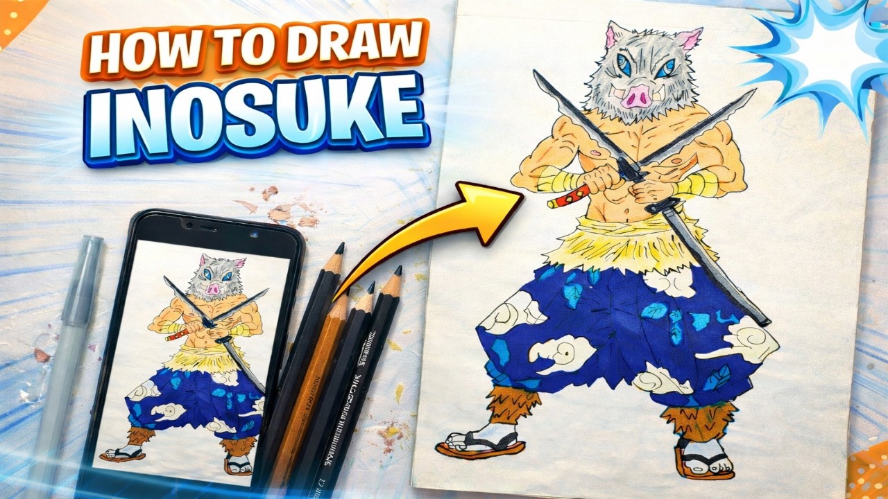 Inosuke Hashibira Full Body Drawing | Demon Slayer Fan Art | Speed Drawing