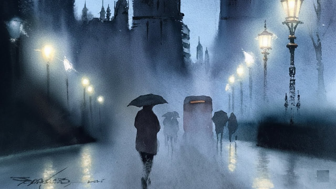 How to paint LIGHT in the darkness (Watercolor Tutorial)
